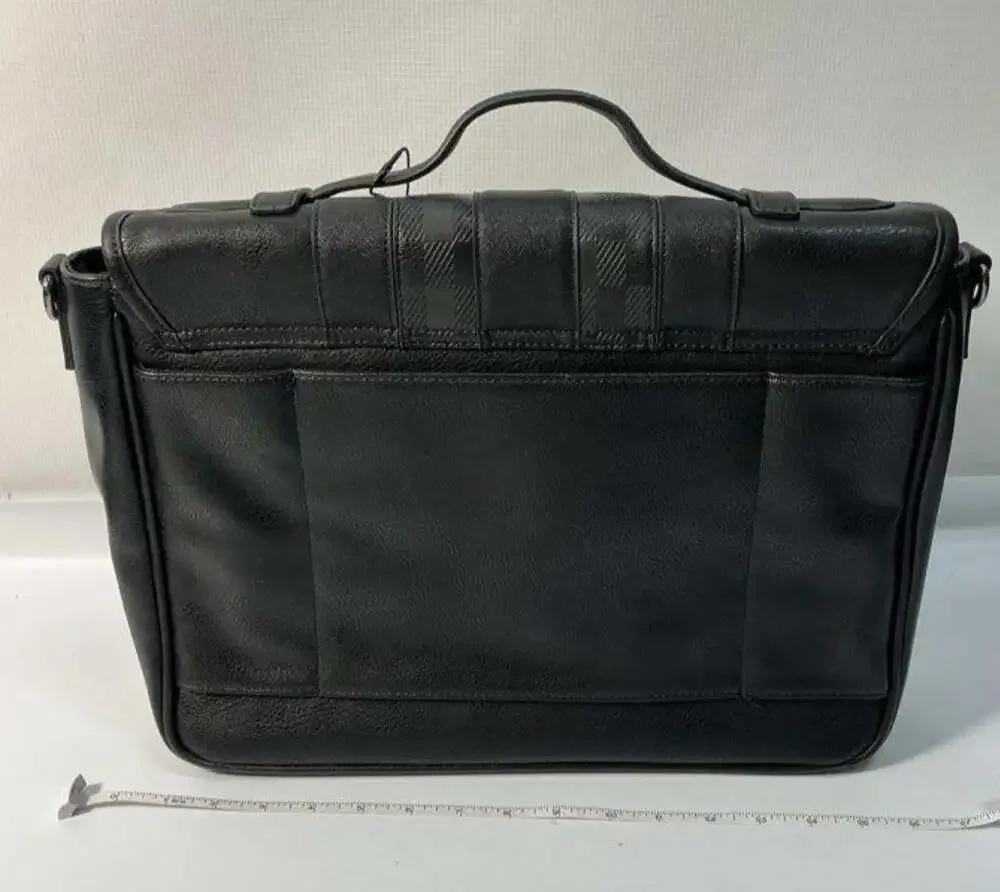 Ted Baker London Black House Check Messenger Bag Briefcase Satchel Buckle NWT